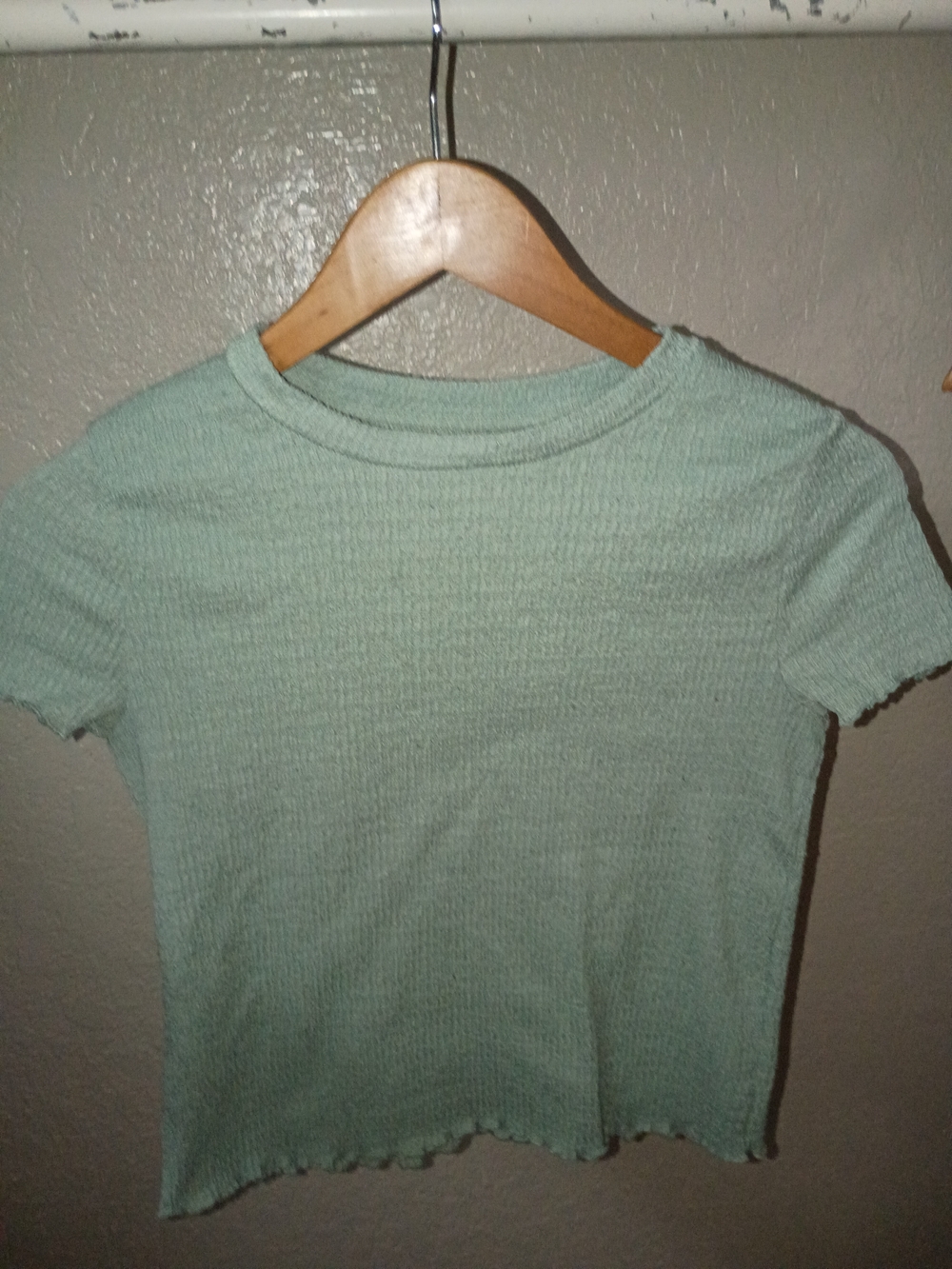 Women's Mint Green Ribbed Short Sleeve Top